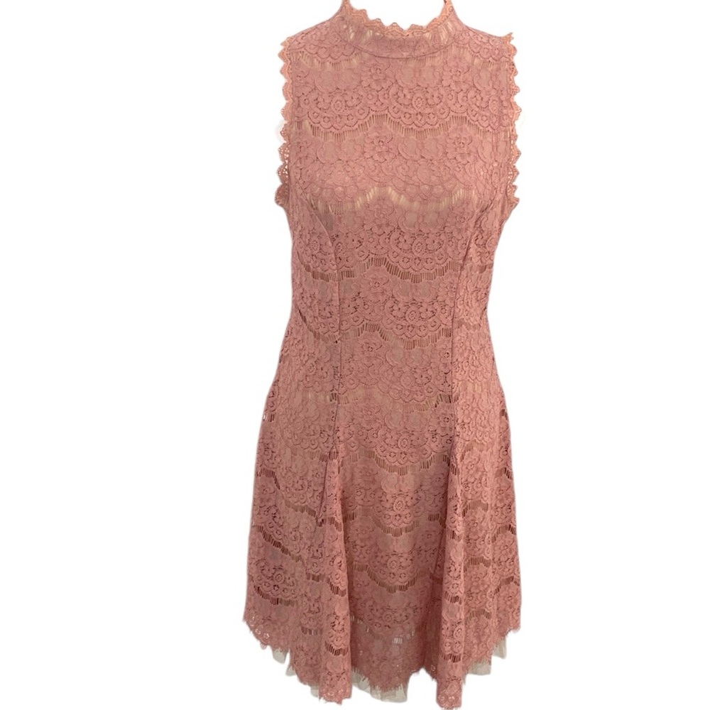 Trixxi Pink Nude Lace Sleeveless Halter Dress
